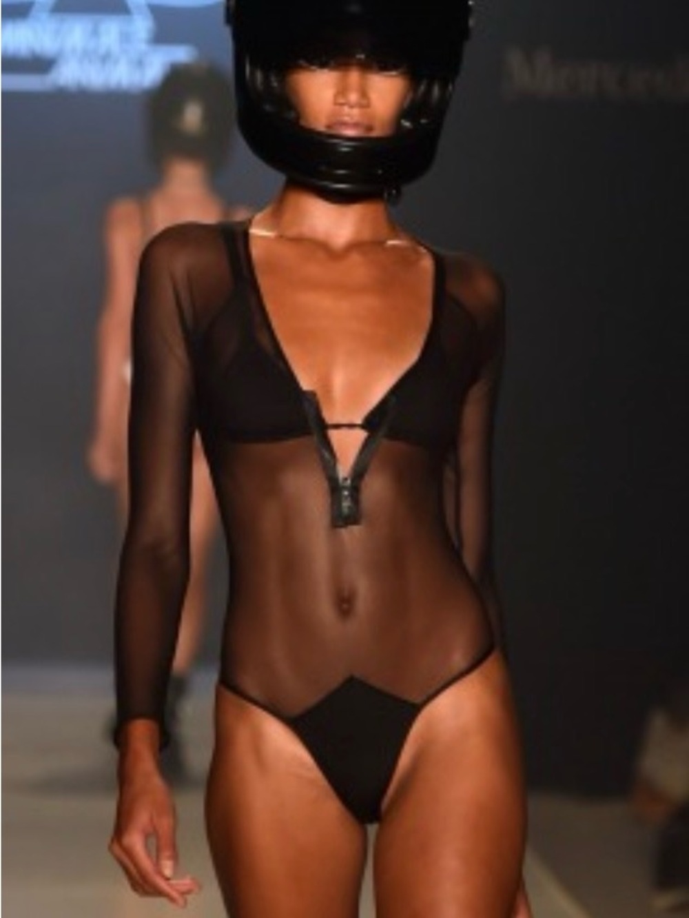Minimale Animale Black Sheer Long-Sleeve studded jumpsuit
